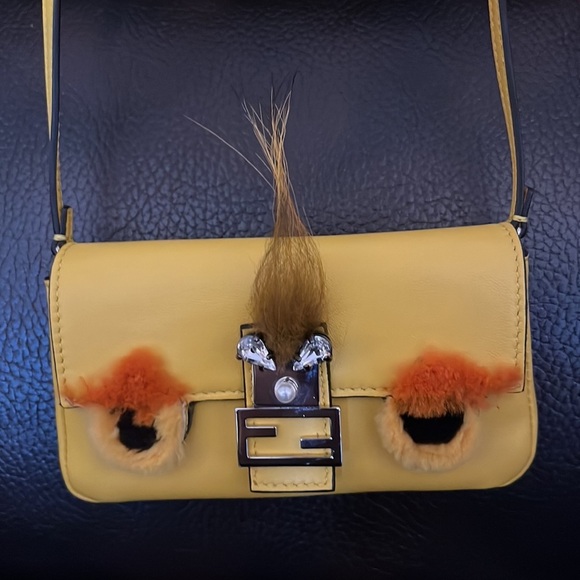 BLOWOUT SALE!!! Fendi Micro Monster Baguette leather crossbody bag - Picture 3 of 9